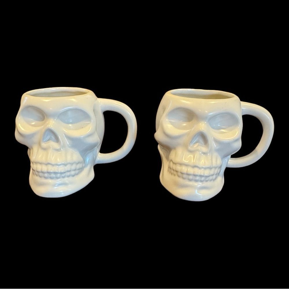 Hyde and Eek! 2 Stoneware Skull Mugs